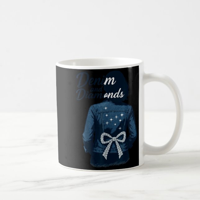 Denim And Diamonds Bow Ladies Girls Jeans Women  Kaffeetasse (Rechts)