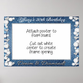 Denim and Diamonds Foto Booth Frame Prop Poster