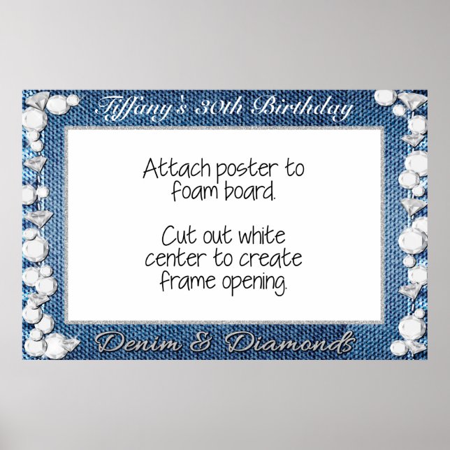 Denim and Diamonds Foto Booth Frame Prop Poster (Vorne)