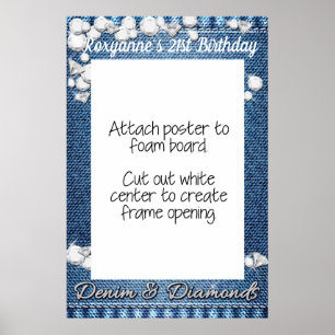 Denim and Diamonds Foto Booth Frame Prop Poster
