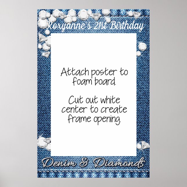 Denim and Diamonds Foto Booth Frame Prop Poster (Vorne)