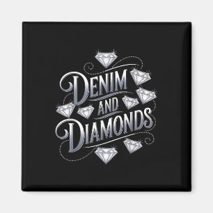 Denim and Diamonds Glam Cowgirl Party Design Magnet