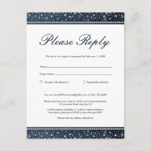 Denim and Diamonds Reply RSVP Card Einladung
