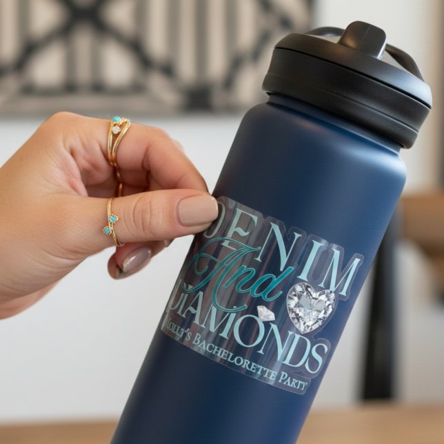 Denim and Diamonds - Western Bachelorette Design Aufkleber (Denim and Diamonds Western Bachelorette Sticker)