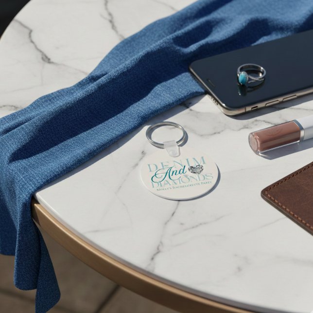 Denim and Diamonds - Western Bachelorette Design Schlüsselanhänger (Denim and Diamonds Western Bachelorette Keychain)