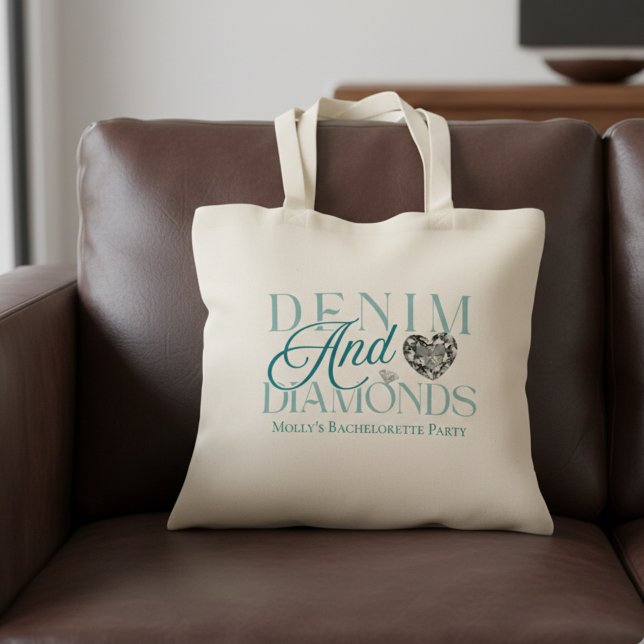 Denim and Diamonds - Western Bachelorette Design Tragetasche (Denim and Diamonds Western Bachelorette Tote Bag)