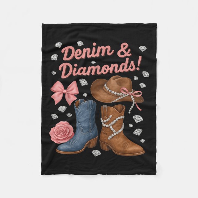 Denim and Diamonds Western Cowgirl Boost Hat für W Fleecedecke (Vorderseite)
