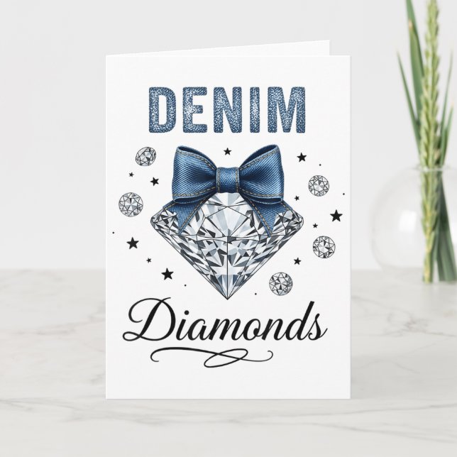 Denim And Diamonds Western Graphic Tee For Girls W Karte (Vorderseite)