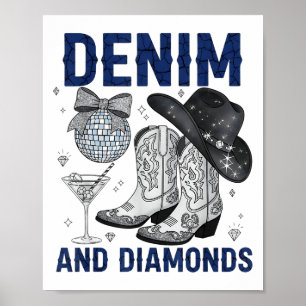 Denim and Diamonds Western Women Boots Jeans Rodeo Poster