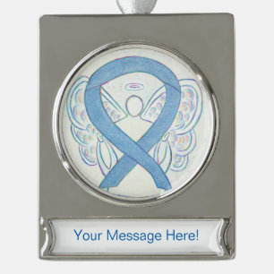 Denim Awareness Ribbon Angel Art Ornament