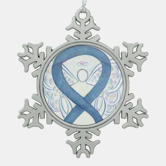 Denim Awareness Ribbon Angel Ornament (Vorderseite)