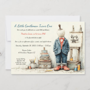 Denim Baby 1st Birthday & Parfüm Sketch Einladung