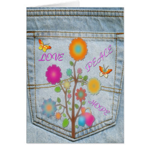 Denim Back Pocket Blume Liebe Hoffnung