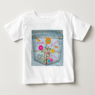 Denim Back Pocket Blume Liebe Hoffnung Baby T-shirt