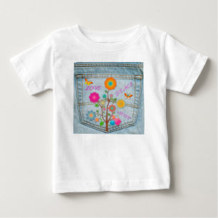 Denim Back Pocket Blume Liebe Hoffnung Baby T-shirt