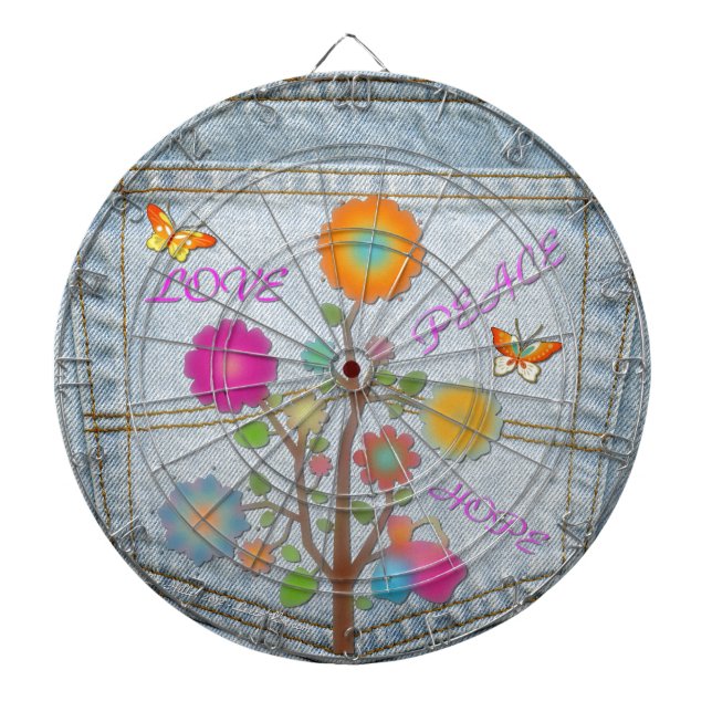 Denim Back Pocket Blume Liebe Hoffnung Dartscheibe (vorne)