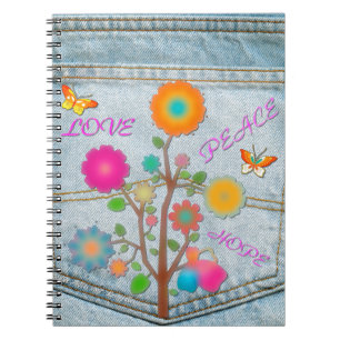 Denim Back Pocket Blume Liebe Hoffnung Notizblock