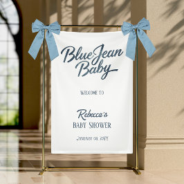 Denim Bear Clothesline Boy Blue Jean Baby Shower Banner