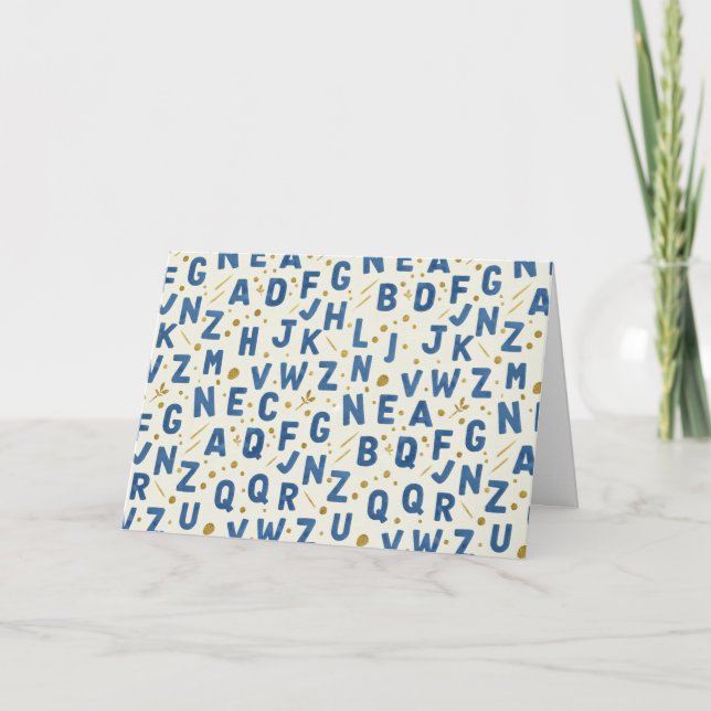 Denim Blau Artisan Alphabet Karte (Vorderseite)