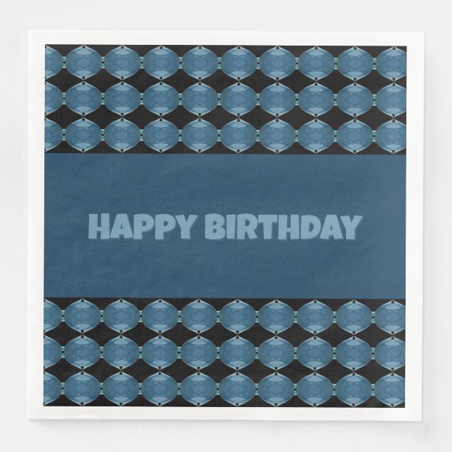 Denim Blau Gemustert Serviette (Vorderseite)