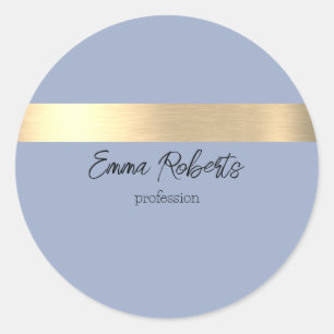 Denim Blau Goldfolie Rustikal Faux Runder Aufkleber