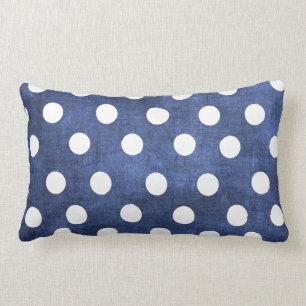Denim-Blau mit weißem Tupfenlumbar-Kissen Lendenkissen