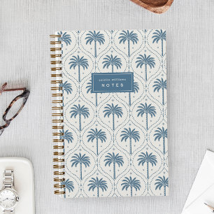 Denim Blau   Palm Trellis Personalisiert Notizbuch