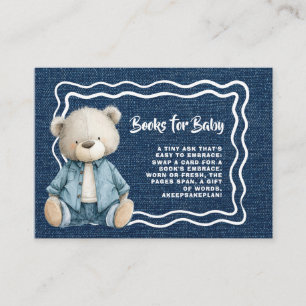 Denim-Blau-Strampelchen-Baby-Party-Bücher-fürs-Bab Begleitkarte