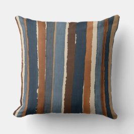 Denim-blaue Kupferstreifen und braune Streifen Kissen