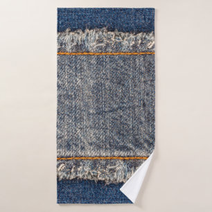 Denim blauen Jeans Stoff Rahmen. Blechdichtfabrik Badehandtuch