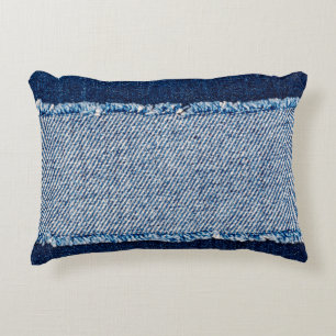 Denim blauen Jeans Stoff Rahmen. Blechdichtfabrik Dekokissen