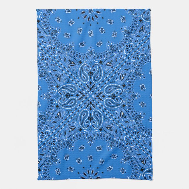 Denim-blauer Paisley-Westernbandana-Schal-Druck Handtuch (Vertikal)