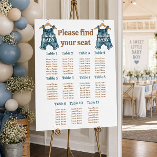 Denim-Blaues-Jeans-Baby-Junge-Baby-Shower-Sitzplan Poster