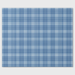 Denim Blaues Klassisches Karomuster Geschenkpapier
