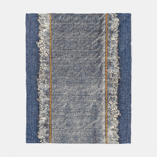 Denim-Blaujeans: Casual Doppelpatch Fleecedecke (Vorderseite)