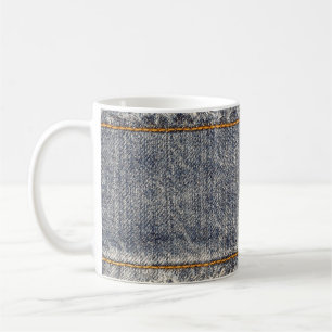 Denim-Blaujeans: Casual Doppelpatch Kaffeetasse