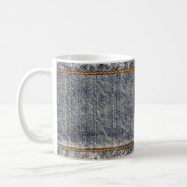 Denim-Blaujeans: Casual Doppelpatch Kaffeetasse (Links)