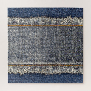 Denim-Blaujeans: Casual Doppelpatch Puzzle