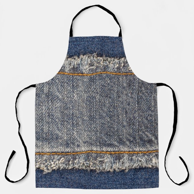 Denim-Blaujeans: Casual Doppelpatch Schürze (Vorderseite)