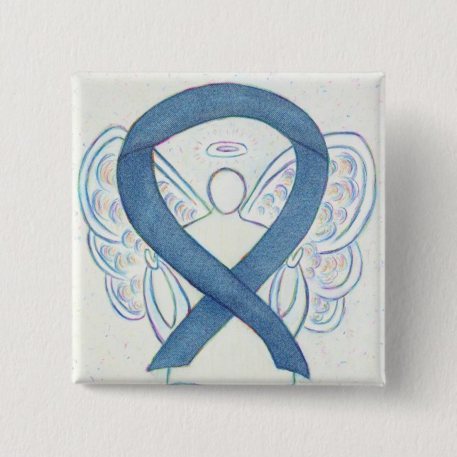 Denim Blue Angel Awareness Ribbon Custom Buttons (Vorderseite)