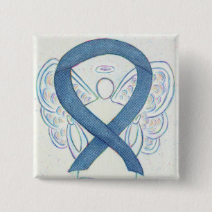 Denim Blue Angel Awareness Ribbon Custom Buttons