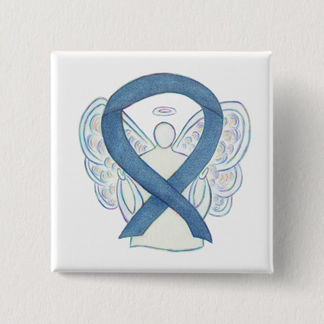 Denim Blue Angel Awareness Ribbon Custom Buttons (Vorderseite)