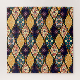 Denim Blue Art Nouveau: Nahtlos Puzzle