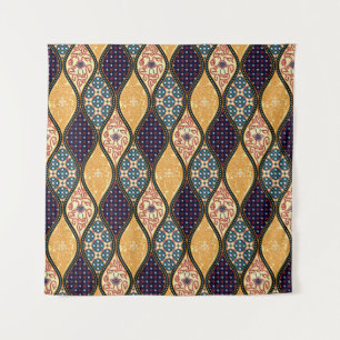 Denim Blue Art Nouveau: Nahtlos Wandteppich