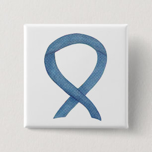 Denim Blue Awareness Ribbon Custom Buttons