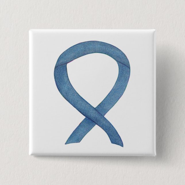 Denim Blue Awareness Ribbon Custom Buttons (Vorderseite)