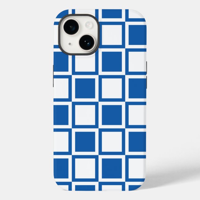 Denim Blue Bold Mod Squares Case-Mate iPhone Hülle (Rückseite)