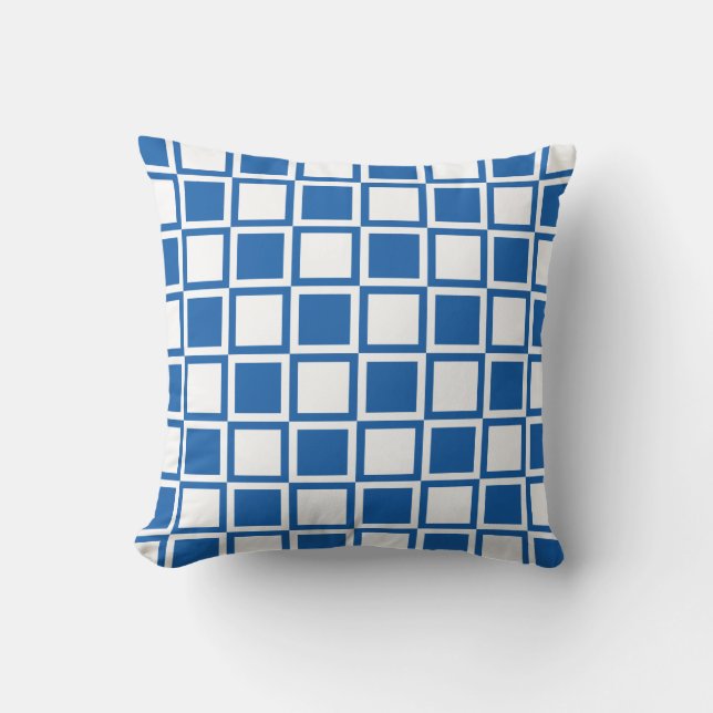 Denim Blue Bold Mod Squares Kissen (Vorderseite)