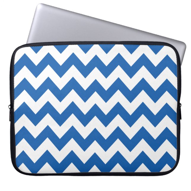 Denim Blue Bold Zickzack Laptopschutzhülle (Vorderseite)