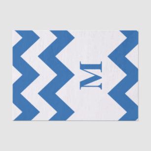 Denim Blue Bold Zickzack mit Monogramm Seidenpapier